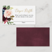 Bourgogne blush gouden bloemenluier loterij kaarte informatiekaartje (Voorkant / Achterkant)