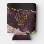 Bourgogne Blush Gouden Folie Agaat Marmer Bruidsme Blikjeskoeler (Voorkant)