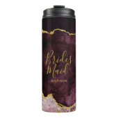 Bourgogne Blush Gouden Folie Agaat Marmer Bruidsme Thermosbeker (Voorkant)