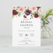 Bourgogne Blush Herfst Bloemen Vrijgezellenfeest Kaart (Staand voorkant)