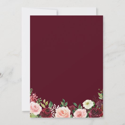 Bourgogne Blush Herfst Bloemen Vrijgezellenfeest Kaart (Achterkant)