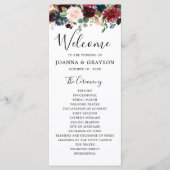 Bourgogne Blush Navy Blauw Botanische Bloemen Boho Programmakaart (Voorkant)