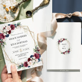 Bourgogne Blush Navy Blauwe Bloemen Geometrische b Kaart