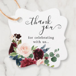 Bourgogne Blush Navy Bloesem Vrijgezellenfeest Bedankjes Labels