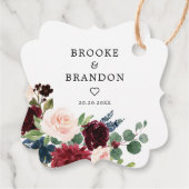 Bourgogne Blush Navy Bloesem Vrijgezellenfeest Bedankjes Labels (Achterkant)