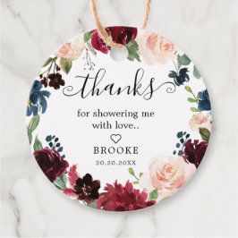 Bourgogne Blush Navy Bloesem Vrijgezellenfeest Bedankjes Labels