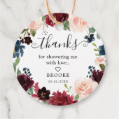 Bourgogne Blush Navy Bloesem Vrijgezellenfeest Bedankjes Labels (Achterkant)