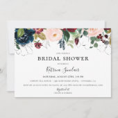 Bourgogne Blush Navy Herfst Bloemen Vrijgezellenfe Kaart (Voorkant)