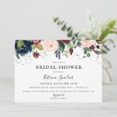 Bourgogne Blush Navy Herfst Bloemen Vrijgezellenfe Kaart (Staand voorkant)