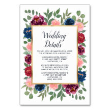 Bourgogne Blush Navy Marsala Trouwtoevoeging Kaart