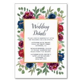 Bourgogne Blush Navy Marsala Trouwtoevoeging Kaart