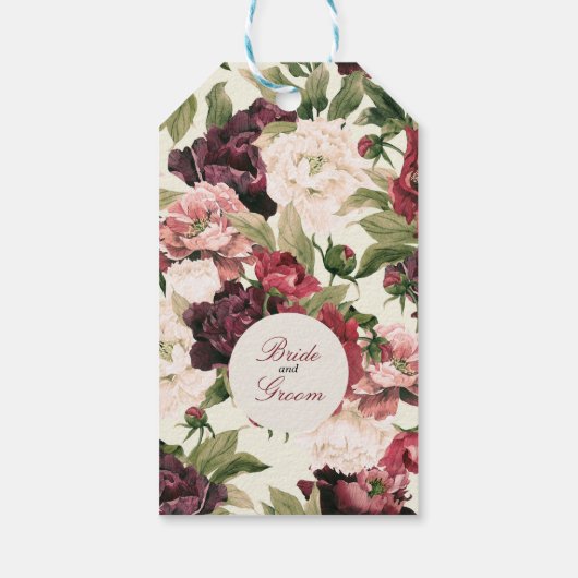 Bourgogne & Blush Peony Boeket Cadeaulabel (Achterkant)