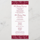 Bourgogne Blush Pink Damask Swirl Wedding Program Programmakaart (Achterkant)