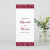 Bourgogne Blush Pink Damask Swirl Wedding Program Programmakaart (Staand voorkant)