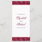 Bourgogne Blush Pink Damask Swirl Wedding Program Programmakaart (Voorkant)