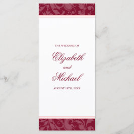 Bourgogne Blush Pink Damask Swirl Wedding Program Programmakaart