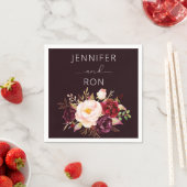 Bourgogne & Blush Pink Floral - Zwart Servet (Insitu)