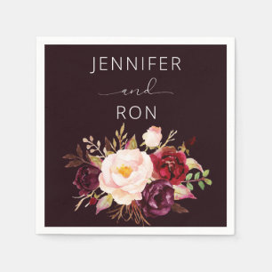 Bourgogne & Blush Pink Floral - Zwart Servet