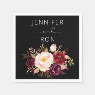 Bourgogne & Blush Pink Floral - Zwart Servet