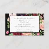 Bourgogne & Blush Pink Floral - Zwart Visitekaartje (Achterkant)