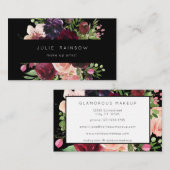 Bourgogne & Blush Pink Floral - Zwart Visitekaartje (Voorkant / Achterkant)