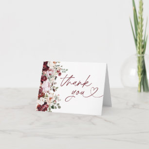 Bourgogne Blush Pink Flowers Vrijgezellenfeest Bedankkaart