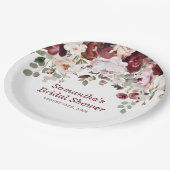 Bourgogne Blush Pink Flowers Vrijgezellenfeest Papieren Bordje (Gekanteld)