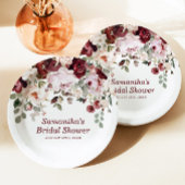 Bourgogne Blush Pink Flowers Vrijgezellenfeest Papieren Bordje