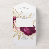 Bourgogne, Blush Pink & Gold All In One Uitnodiging (Buitenkant)