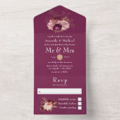 Bourgogne, Blush Pink & Gold All In One Uitnodiging (Binnen)