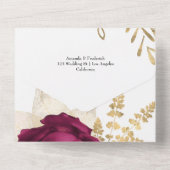 Bourgogne, Blush Pink & Gold All In One Uitnodiging (Achterkant)