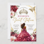 Bourgogne Blush Prinses Tiara Bloemig Zoet 16 Kaart (Voorkant)