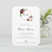 Bourgogne Blush Roos Gold Hoop Verloving Kaart (Staand voorkant)