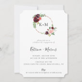 Bourgogne Blush Roos Gold Hoop Verloving Kaart (Voorkant)