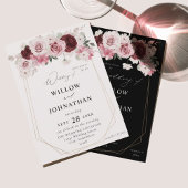 Bourgogne & Blush roze 6 Ele Floral Wedding Kaart