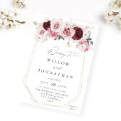 Bourgogne & Blush roze 6 Ele Floral Wedding Kaart