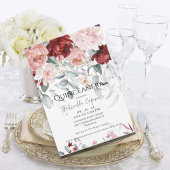 Bourgogne Blush Roze Bloem Quinceañera Kaart