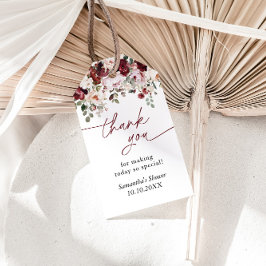 Bourgogne Blush Roze Bloemen Douche Bedankt Cadeaulabel