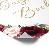 Bourgogne Blush Roze Bloemen Gelieve te onderteken Poster (Hoek)