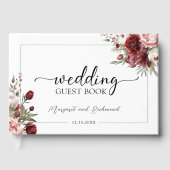 Bourgogne Blush Roze Bloemen Huwelijk Gastboek Gastenboek (Voorkant)