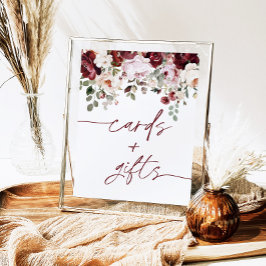 Bourgogne Blush Roze Bloemen Kaarten en Geschenken Poster