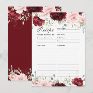 Bourgogne Blush Roze Bloemen Recept voor Bruid Kaa Bedankkaart