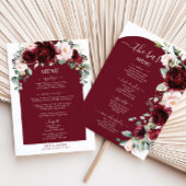 Bourgogne Blush Roze Bloemen Trouwdiner Bar Menu