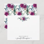 Bourgogne Blush Roze Bloemen Waterverf Girly Scrip Notitiekaartje (Voorkant / Achterkant)