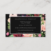 Bourgogne & Blush Roze Bloemen - Zwart 2 Visitekaartje (Achterkant)