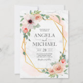 Bourgogne Blush Roze Goud Bloemen Kaart (Voorkant)