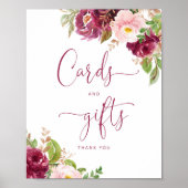 Bourgogne blush roze gouden folie Kaarten en gesch Poster (Voorkant)