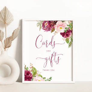 Bourgogne blush roze gouden folie Kaarten en gesch Poster