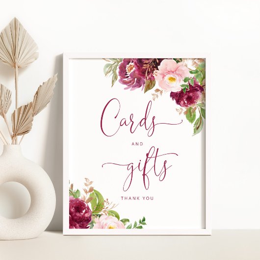 Bourgogne blush roze gouden folie Kaarten en gesch Poster