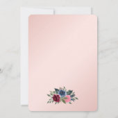 Bourgogne Blush Roze Navy Blue Floral Vrijgezellen Kaart (Achterkant)